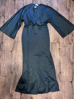 Black thin scuba Wrap Maxi Dress
